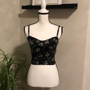 Hollister Black Floral Crop Top